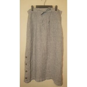Tahari Linen Maxi Skirt (L) Summer Heathered Grey Textured Weave Casual Beachy